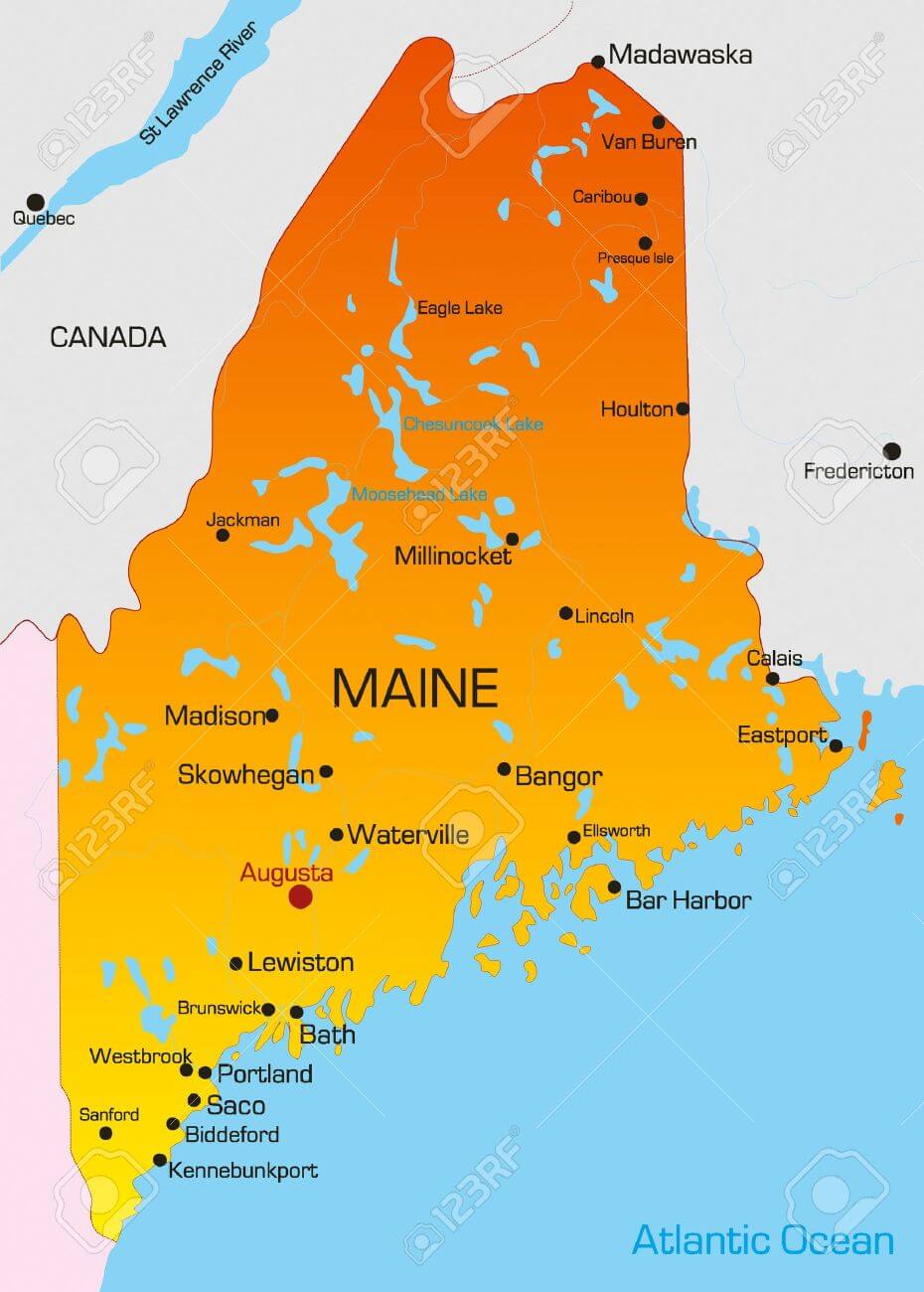 4420431-Vector-colore-mappa-stato-del-Maine-Usa-Archivio-Fotografico